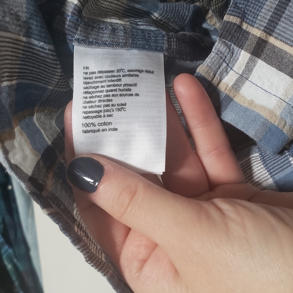 3/$12 Men's cotton plaid button down short sleeve shirt - Picture 5 of 5